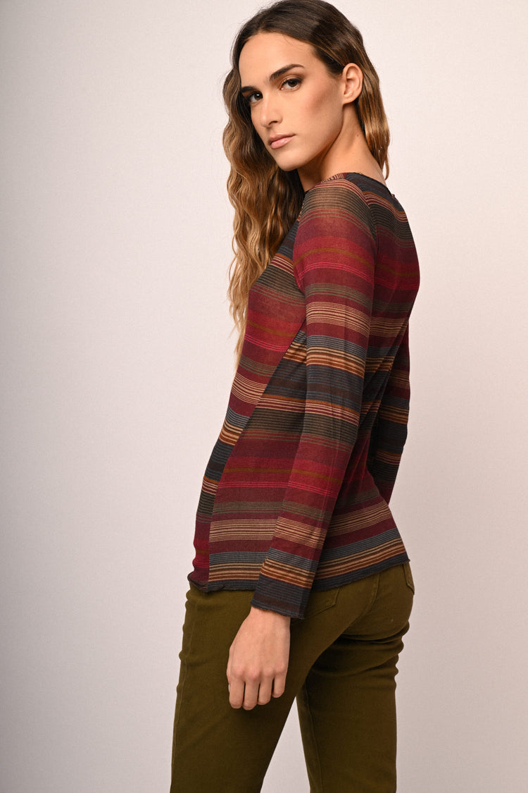 Striped knit basic top