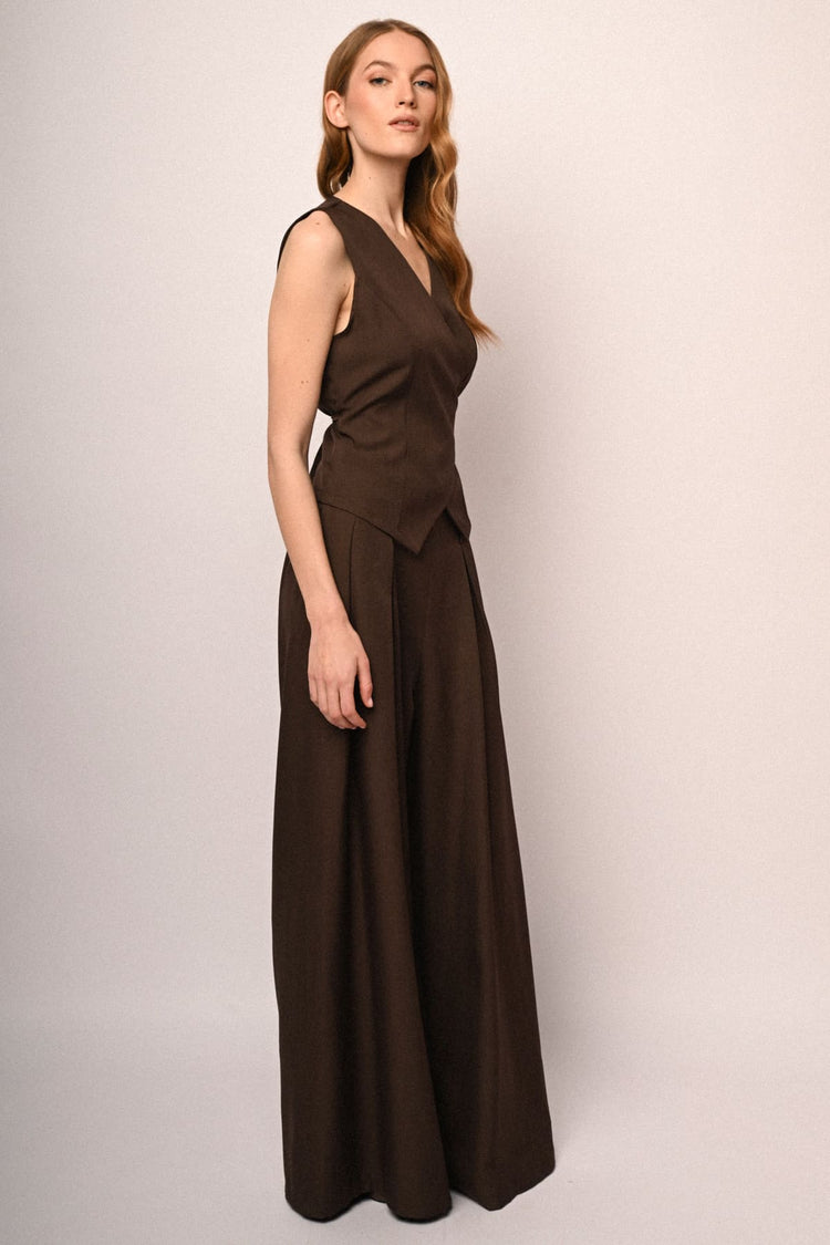 3D rose pleats wide-leg trousers