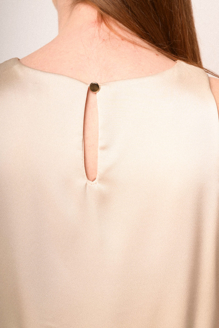 Beige satin ballon top