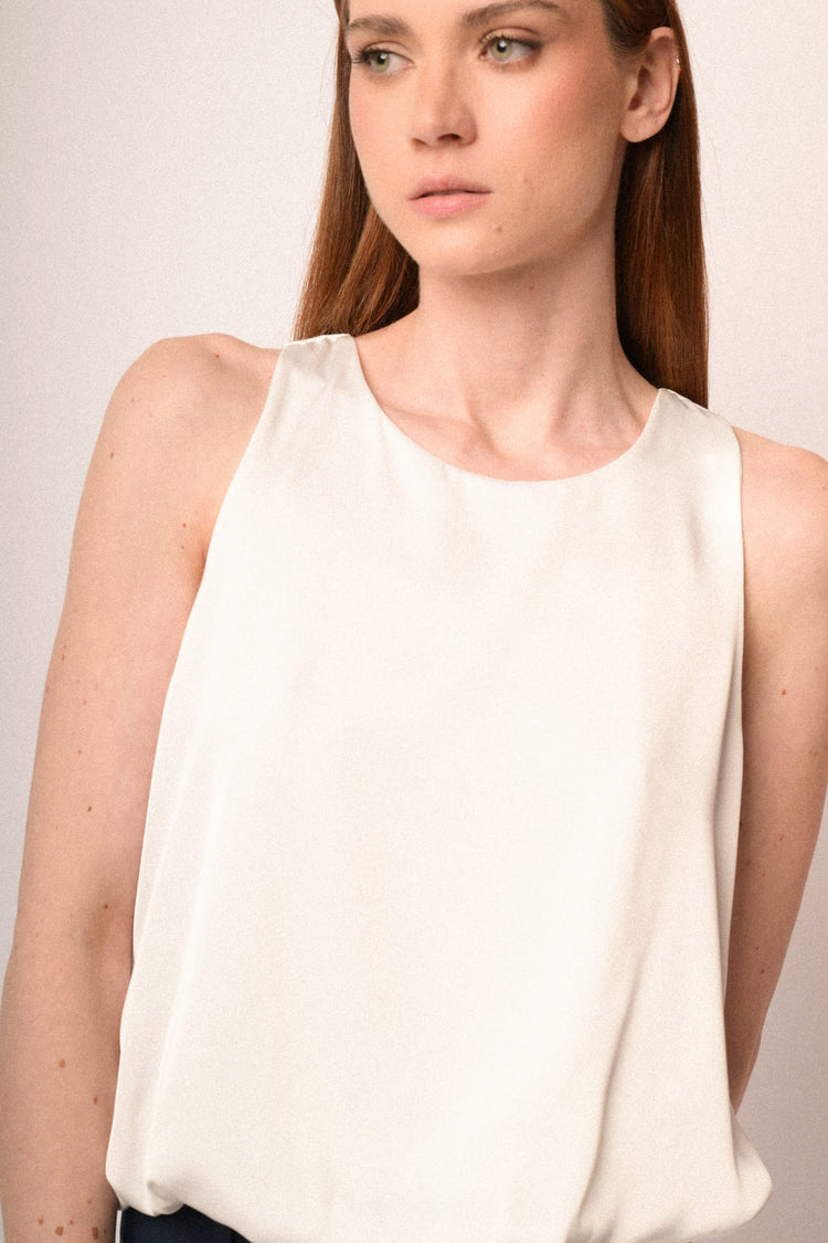 White satin ballon top