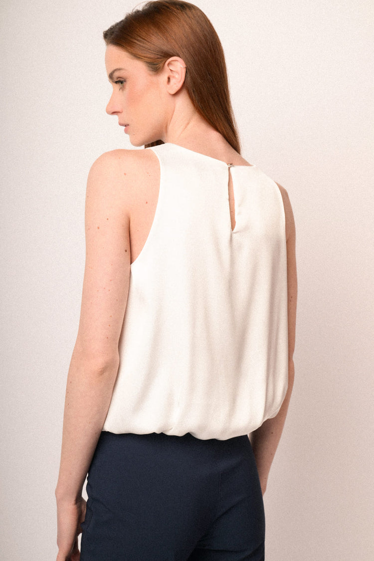 White satin ballon top