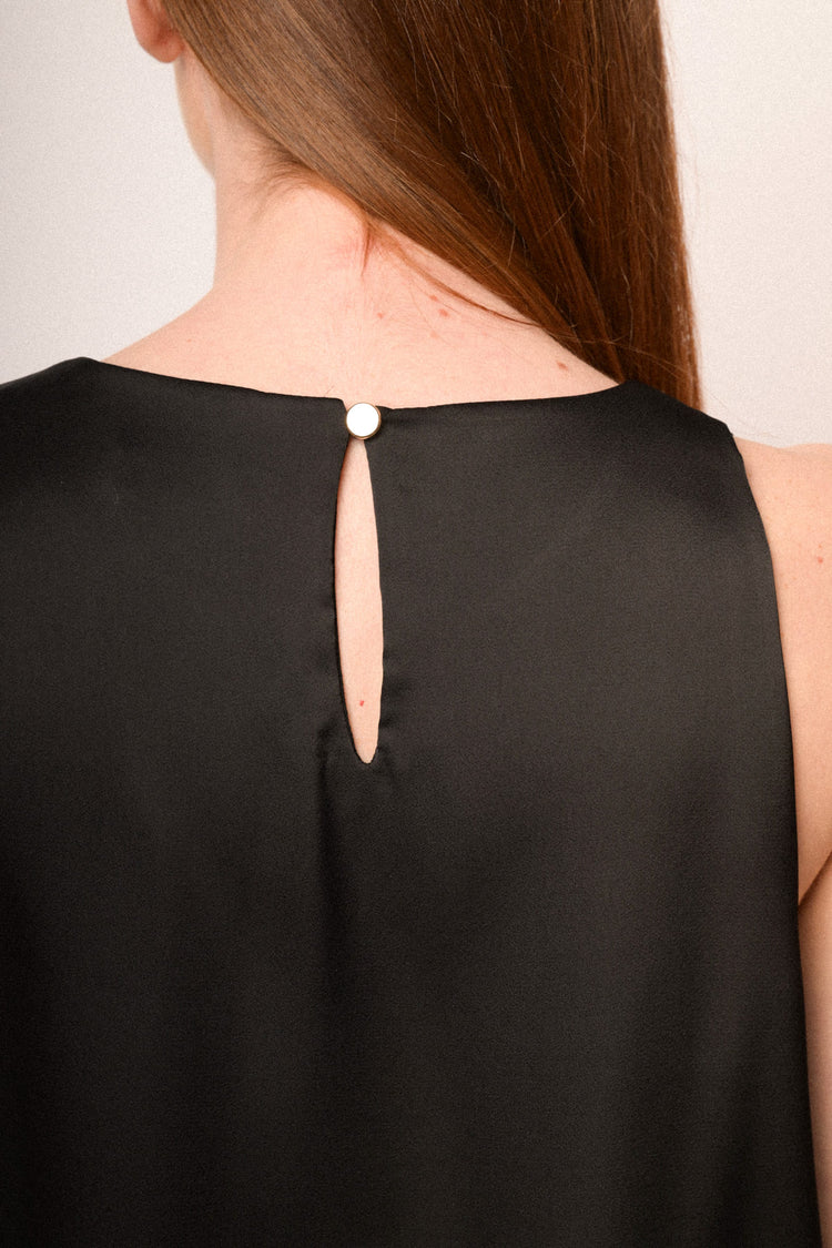 Black satin ballon top