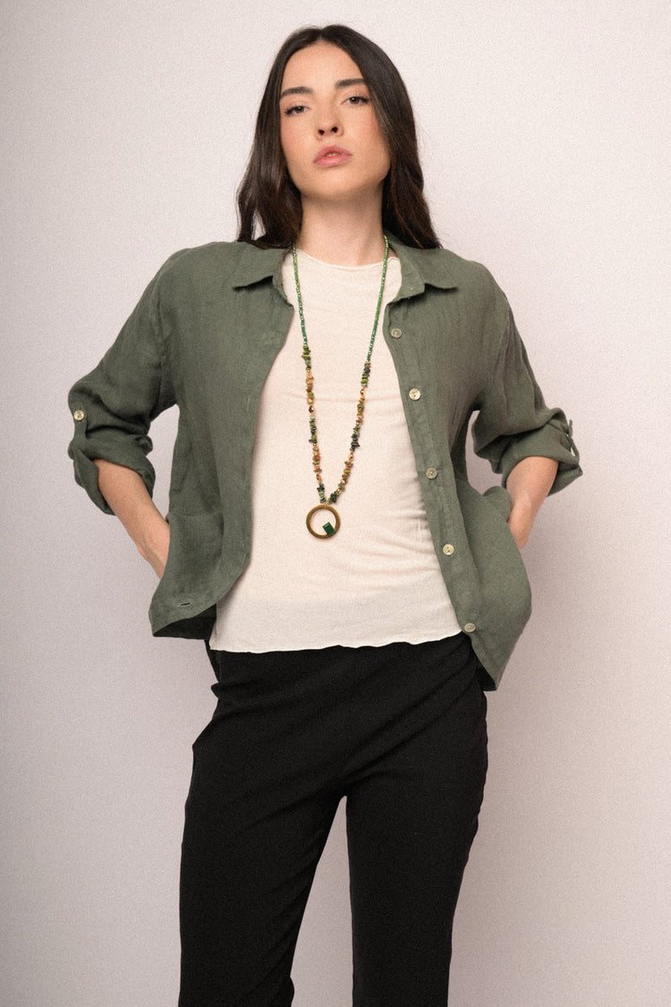 White silk and viscose blend t-shirt