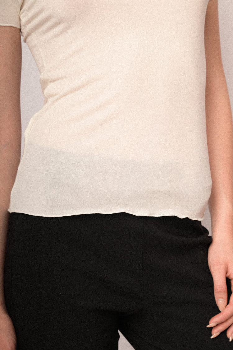 White silk and viscose blend t-shirt