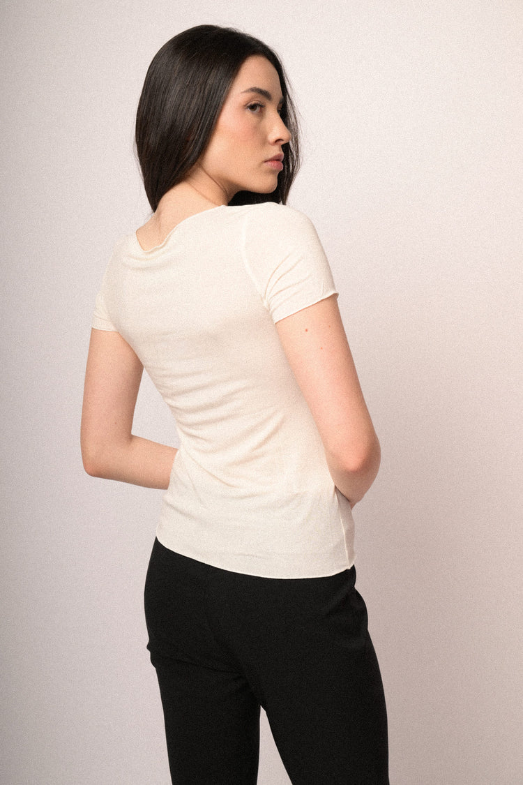 White silk and viscose blend t-shirt