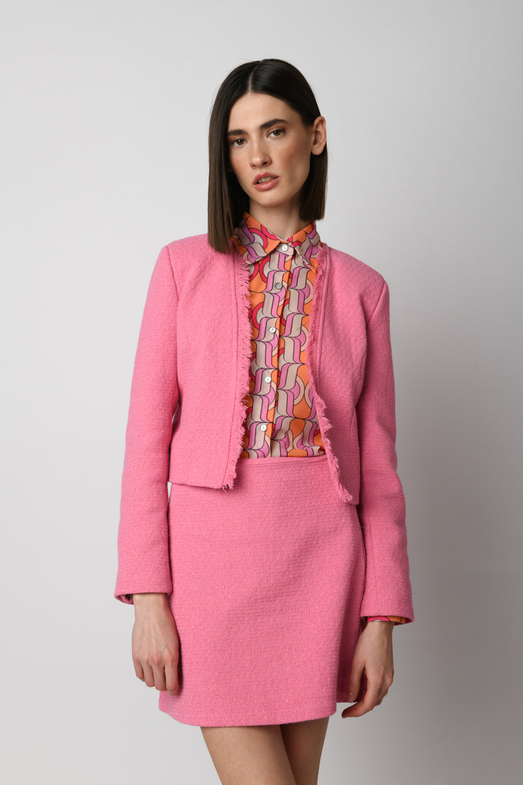 Lurex jacquard miniskirt