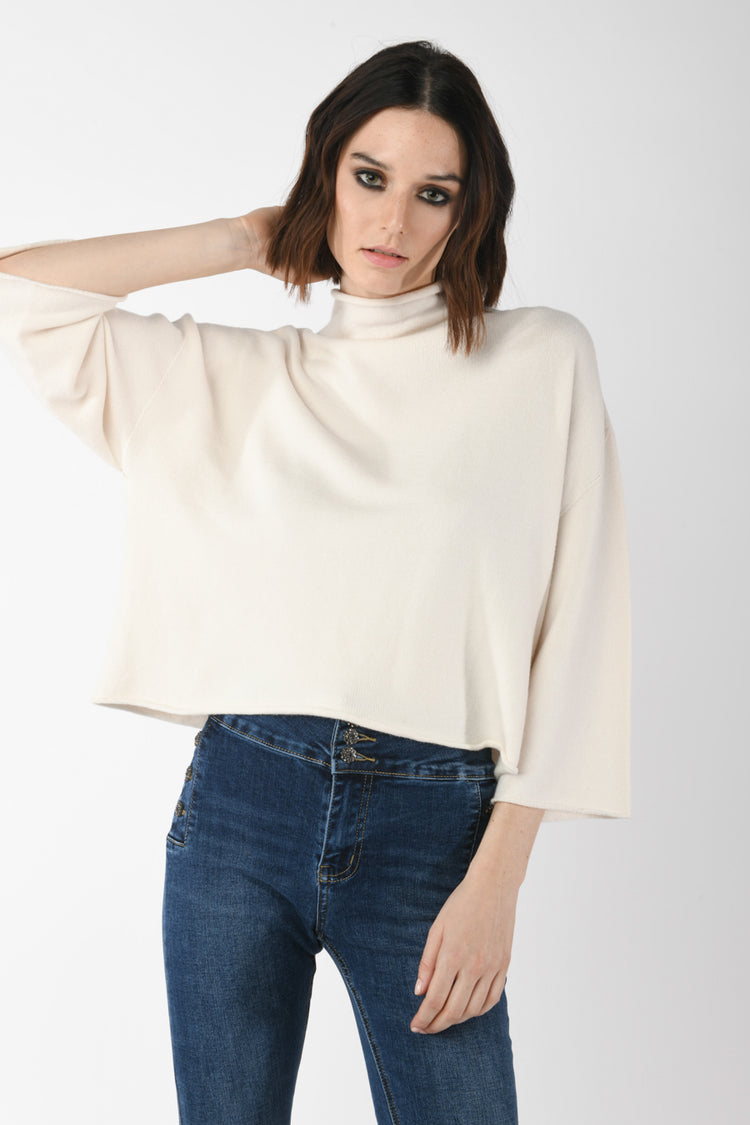 Boxy-fit mock sweater