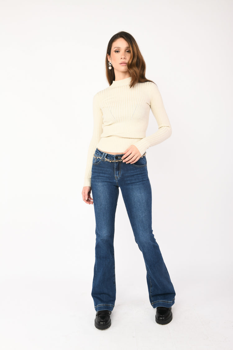 Jewel-belt jeans