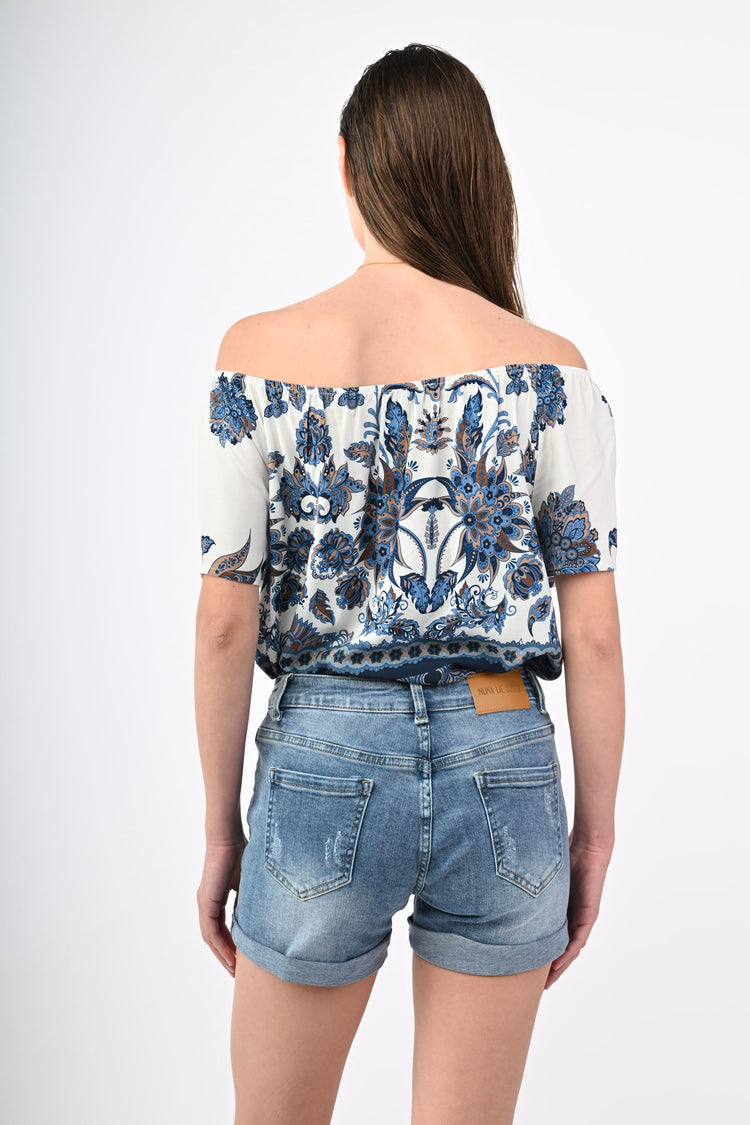 Turn-up denim shorts
