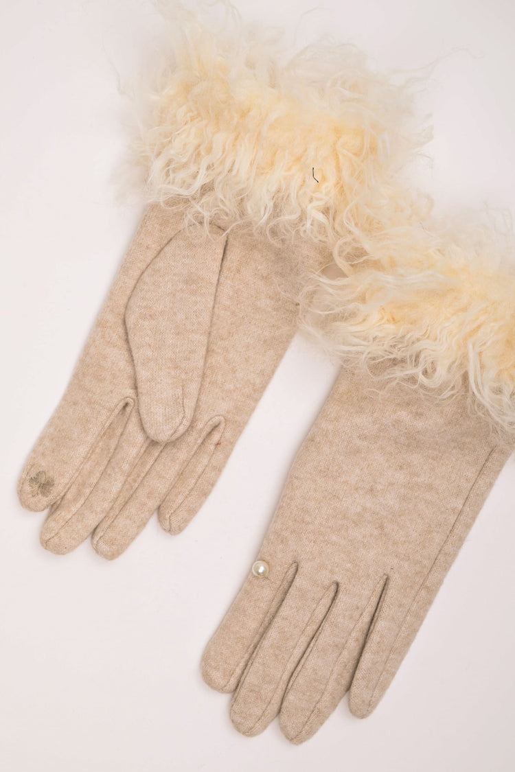 Shearling trimmed gloves