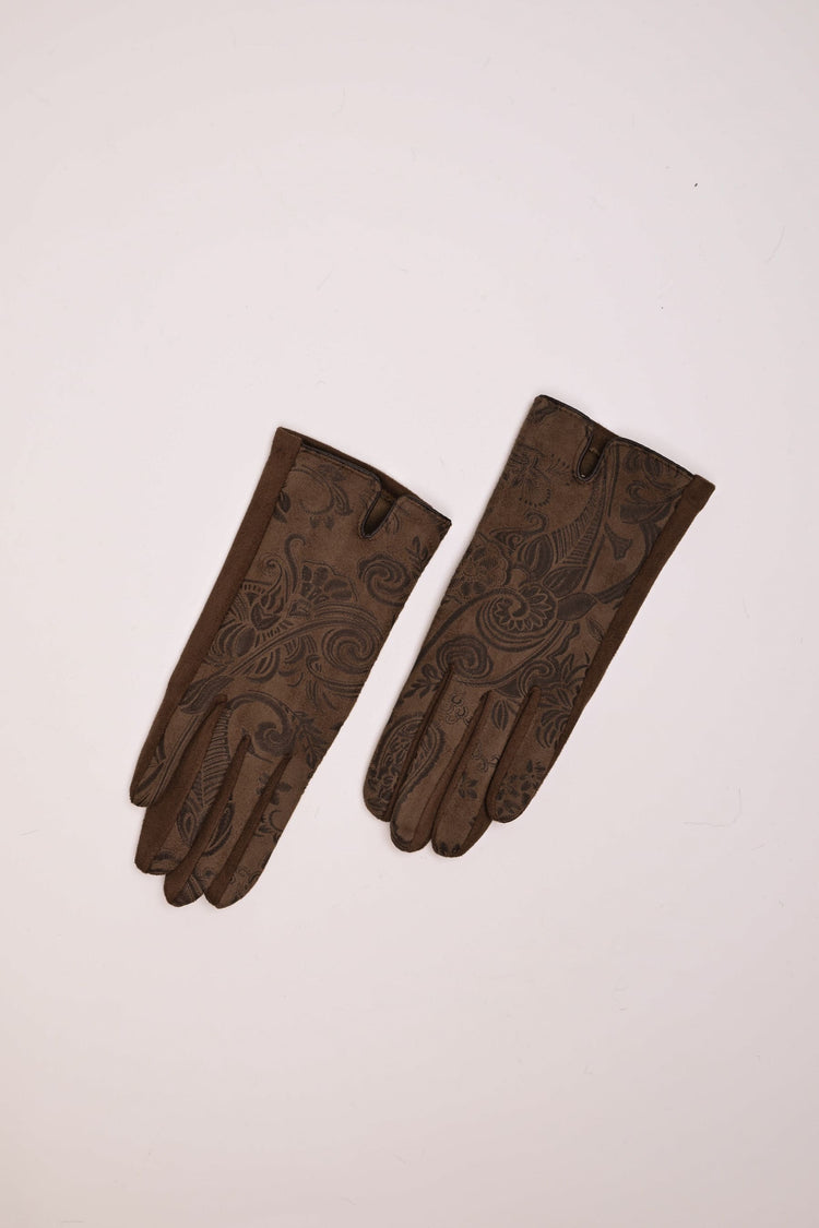 Damask faux suede gloves