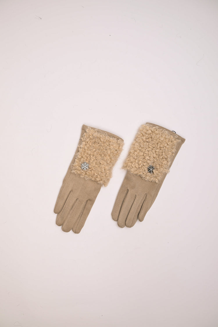 Pin-detail & shearling gloves