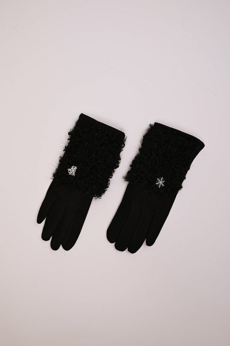 Pin-detail & shearling gloves