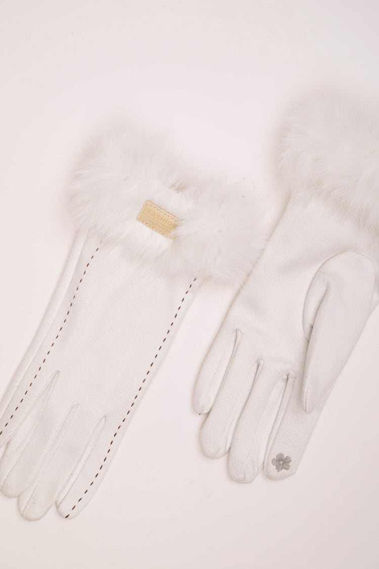 Faux fur cuff gloves