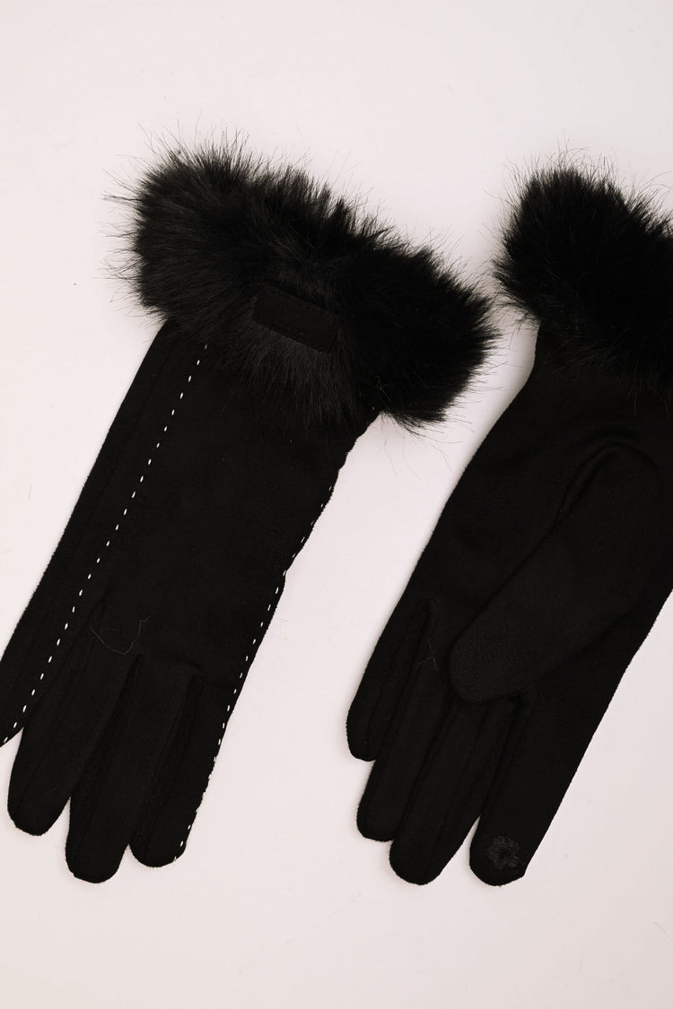 Faux fur cuff gloves