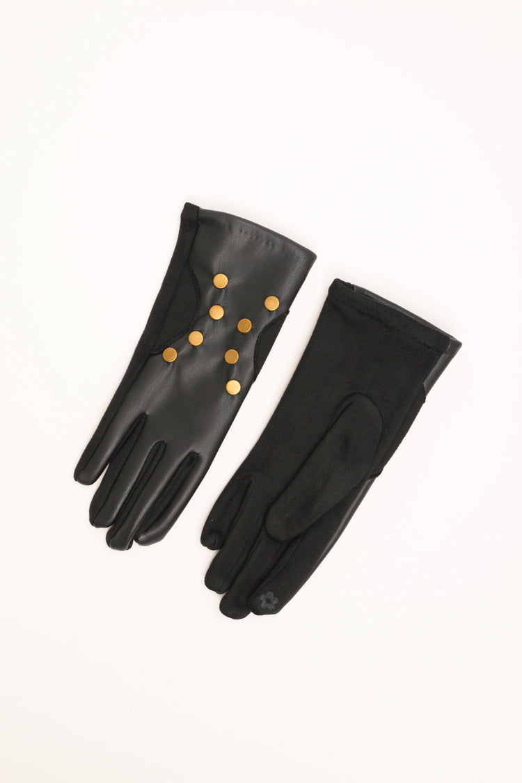 Black glossy studded gloves