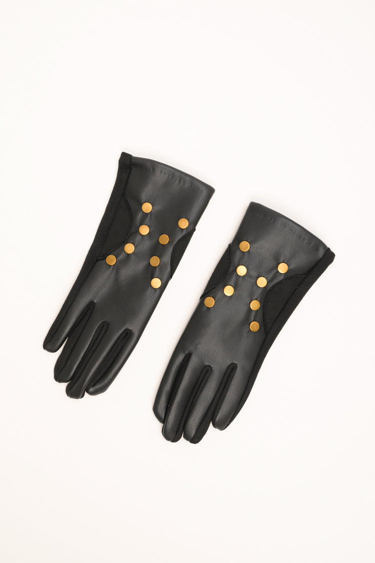 Black glossy studded gloves