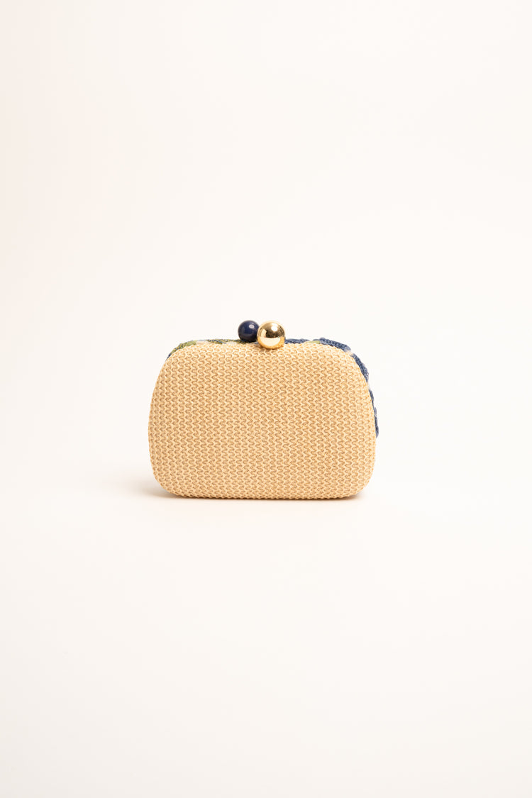 Multicolor sequin floral embroidered mini clutch bag
