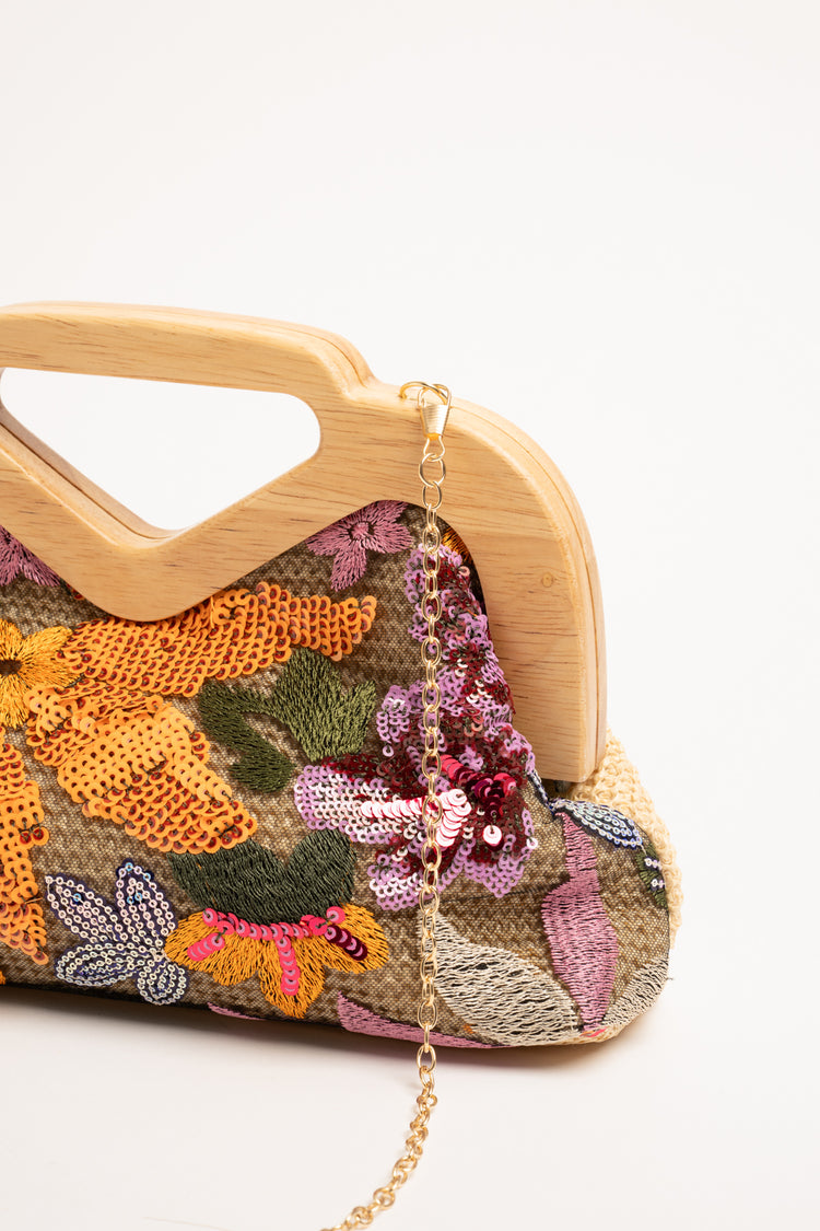 Borsa clutch fantasia con paillettes