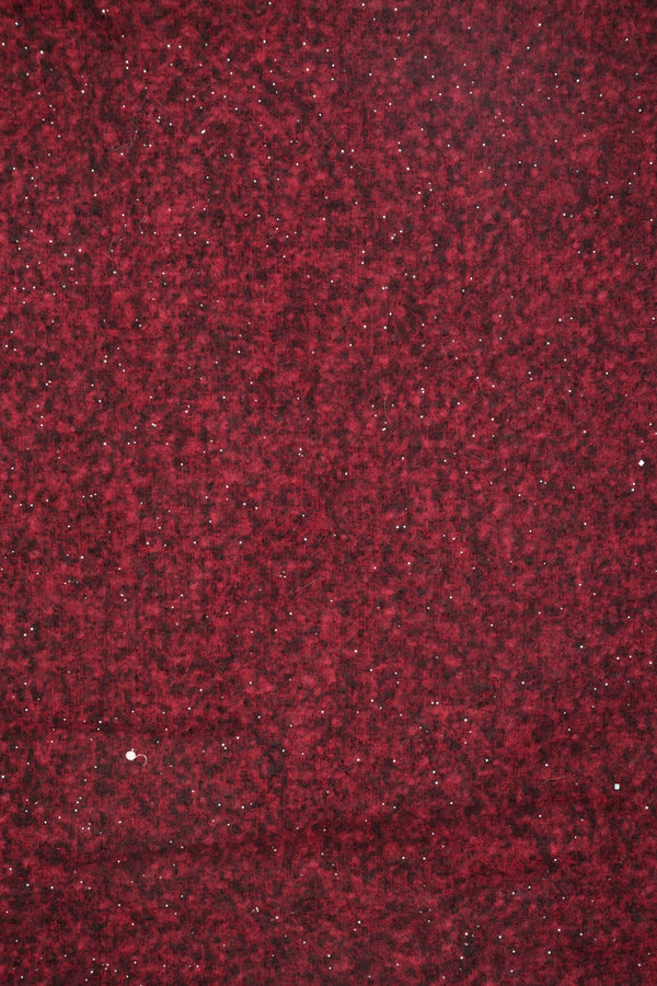 Burgundy-black speckled scarf with fringe