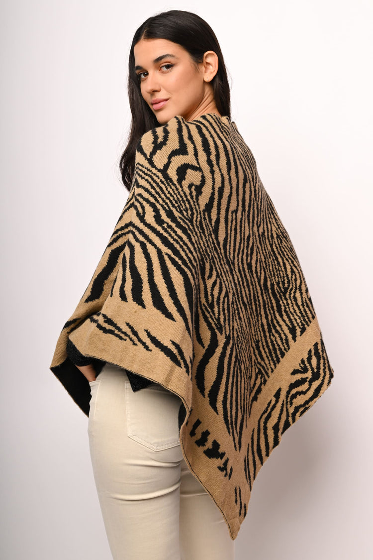 Tiger jacquard poncho