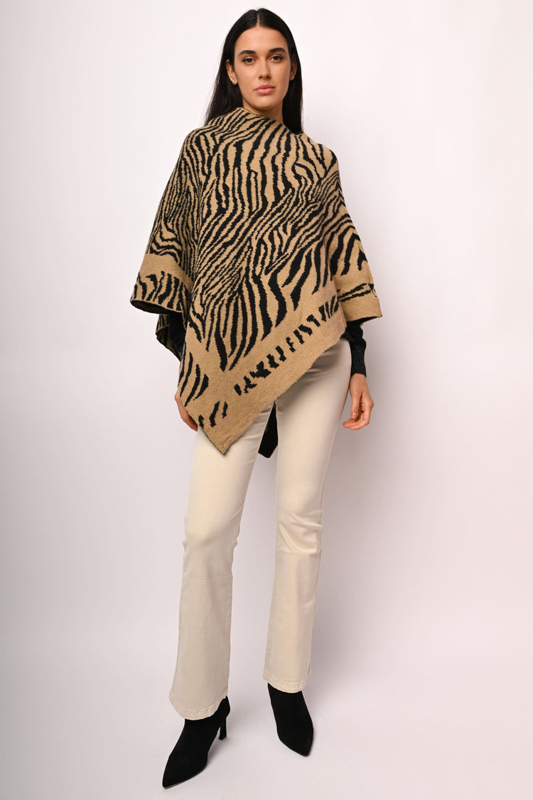 Tiger jacquard poncho
