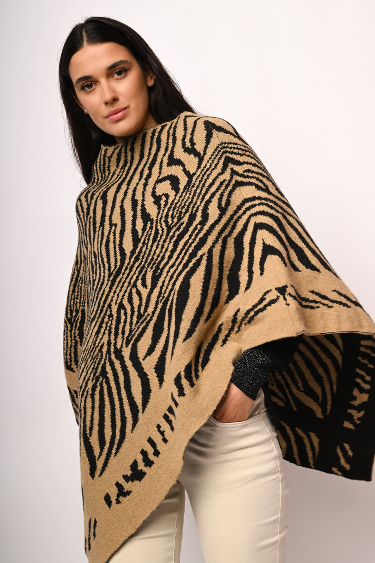 Tiger jacquard poncho