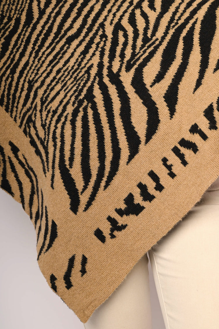 Tiger jacquard poncho