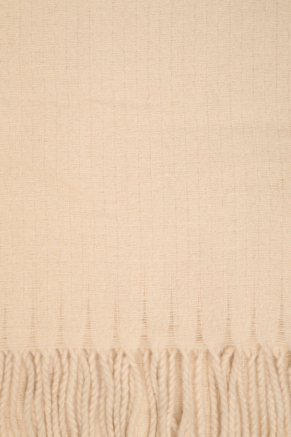 Beige glitter scarf with fringe