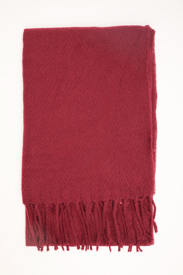 Burgundy glitter scarf with fringe