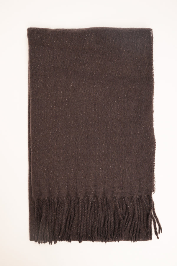 Dark brown glitter scarf with fringe
