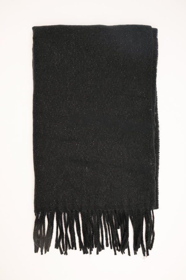 Black glitter scarf with fringe