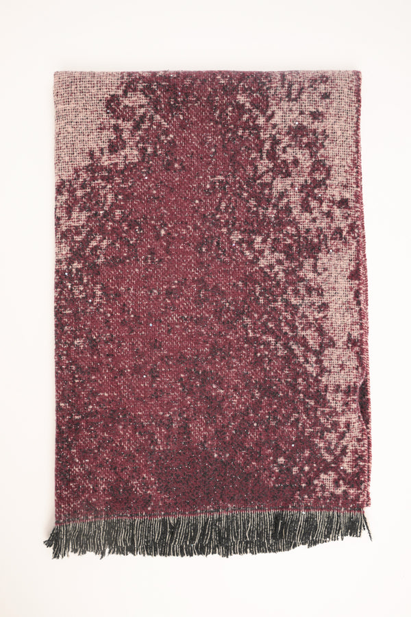 Burgundy-black shaded scarf with fringe