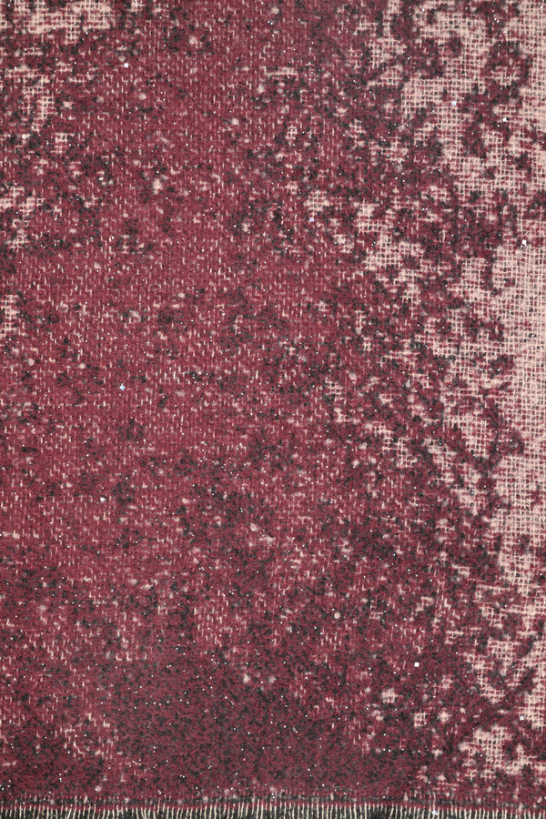 Burgundy-black shaded scarf with fringe