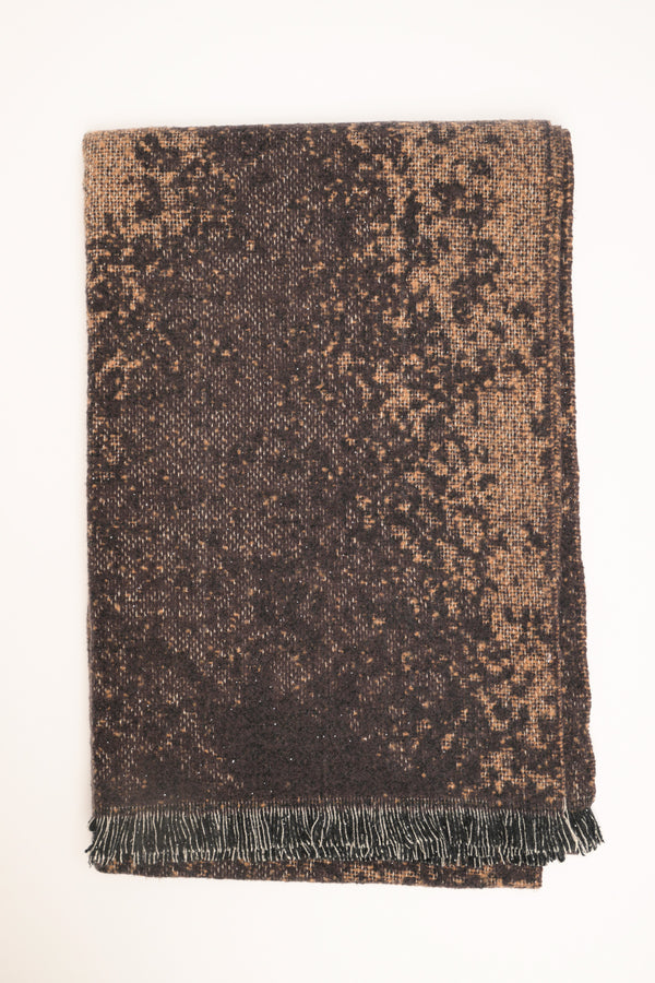 Brown-black shaded scarf with fringe