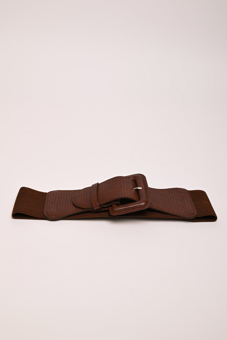 Animalier faux leather elastic belt