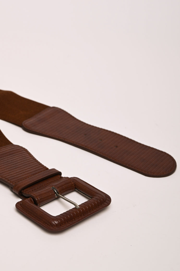 Animalier faux leather elastic belt