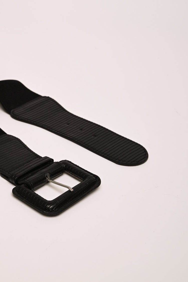 Animalier faux leather elastic belt