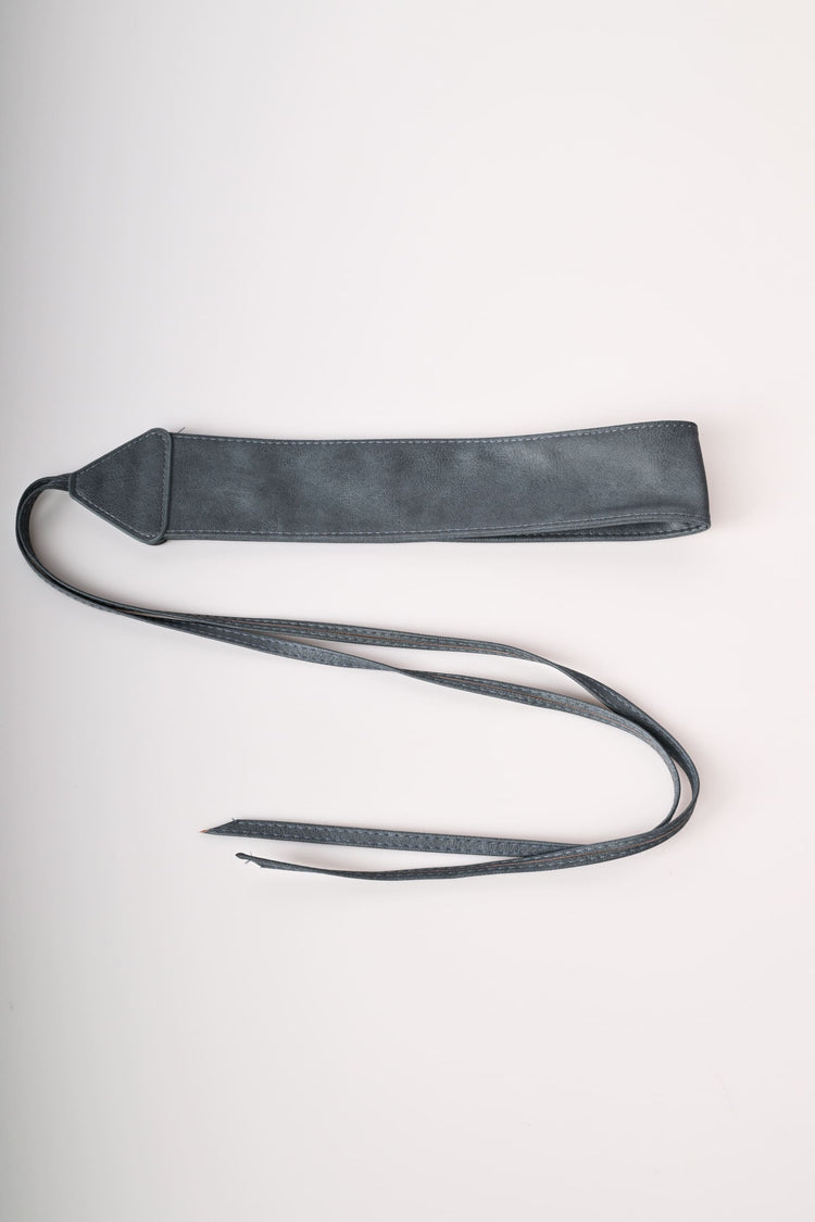 Faux leather sash belt