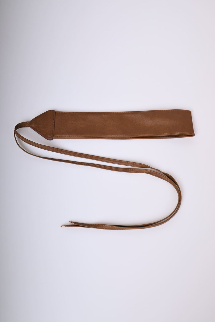 Faux leather sash belt