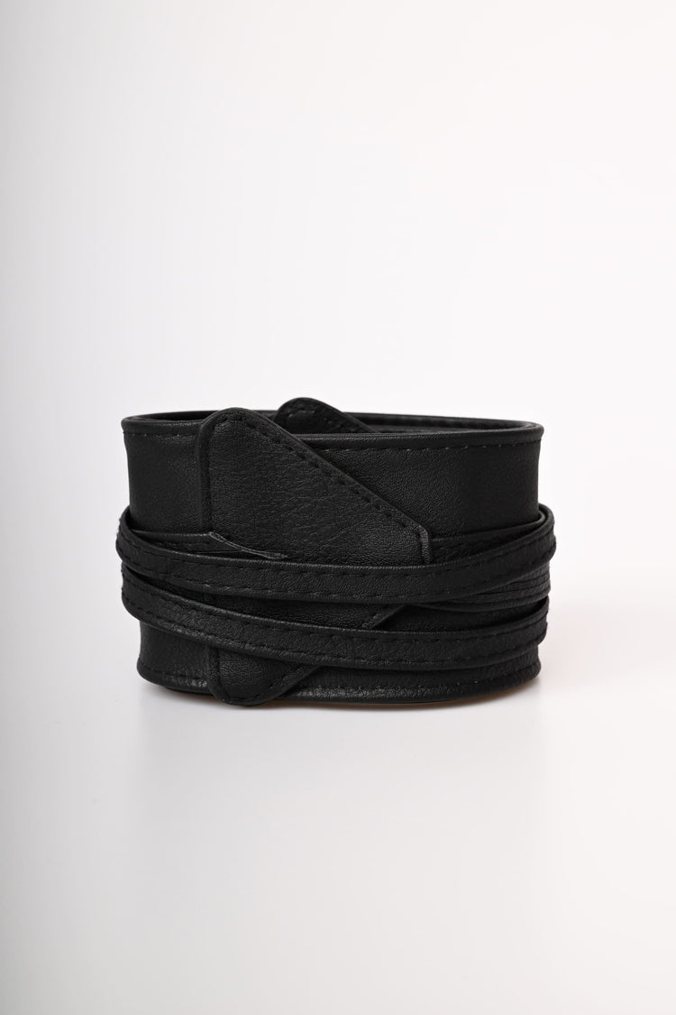 Faux leather sash belt