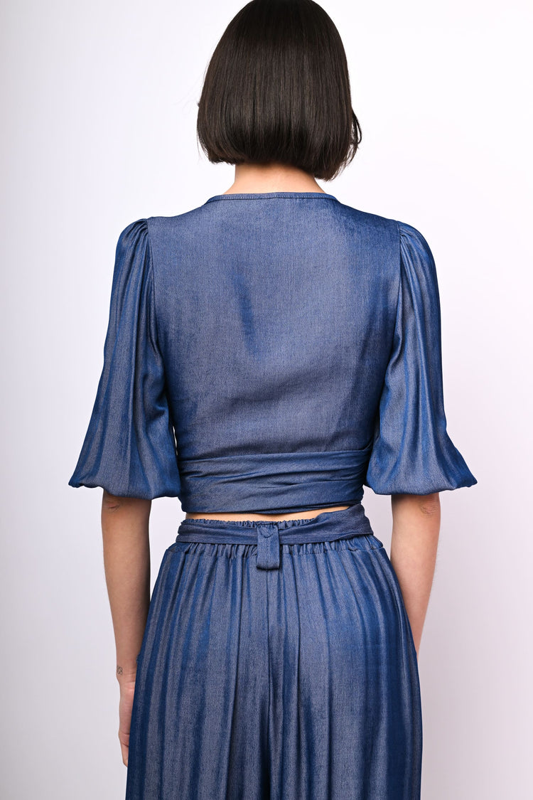 Viscose-blend wrap top