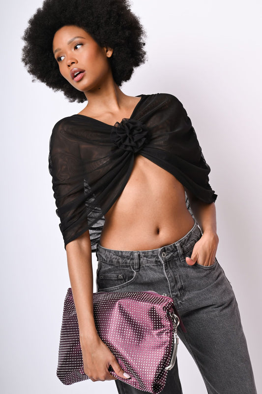 3D rose tulle shrug