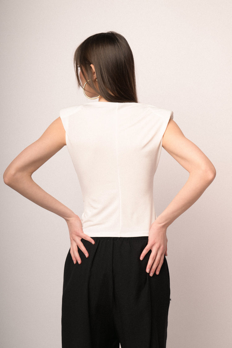 White knot sash gathered top