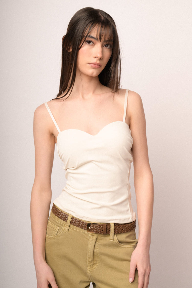 White sweetheart neckline bustier camisole