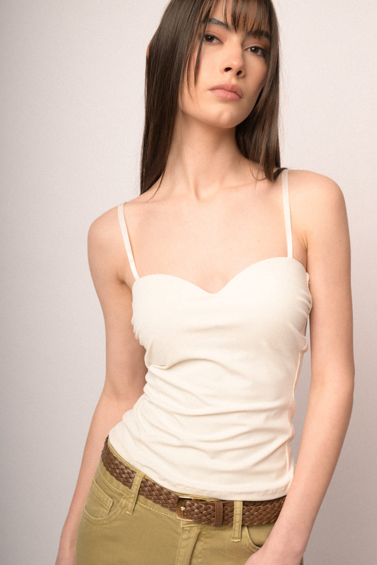 White sweetheart neckline bustier camisole