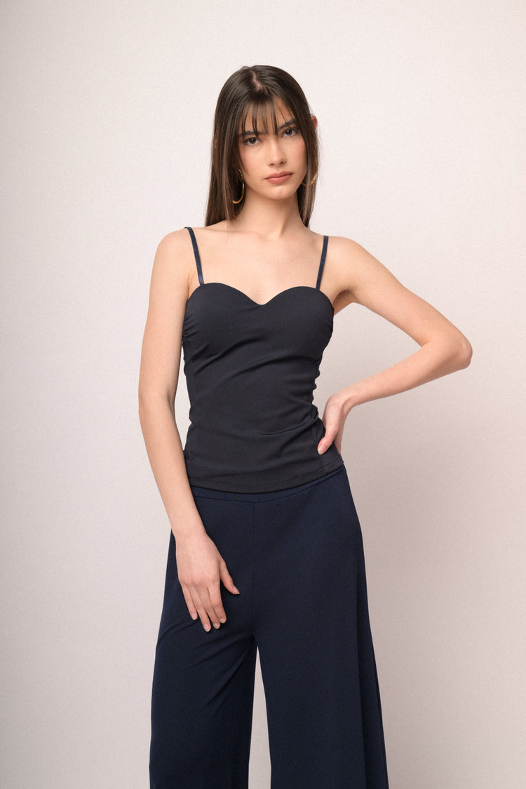 Blue sweetheart neckline bustier camisole