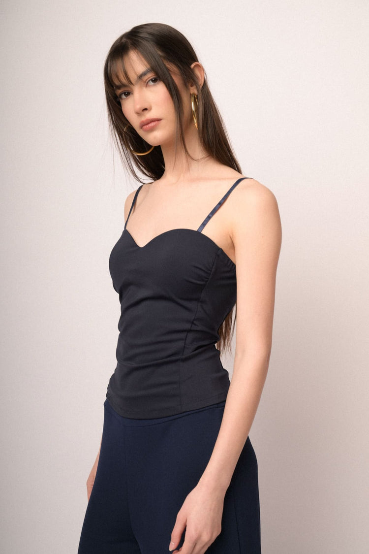 Blue sweetheart neckline bustier camisole