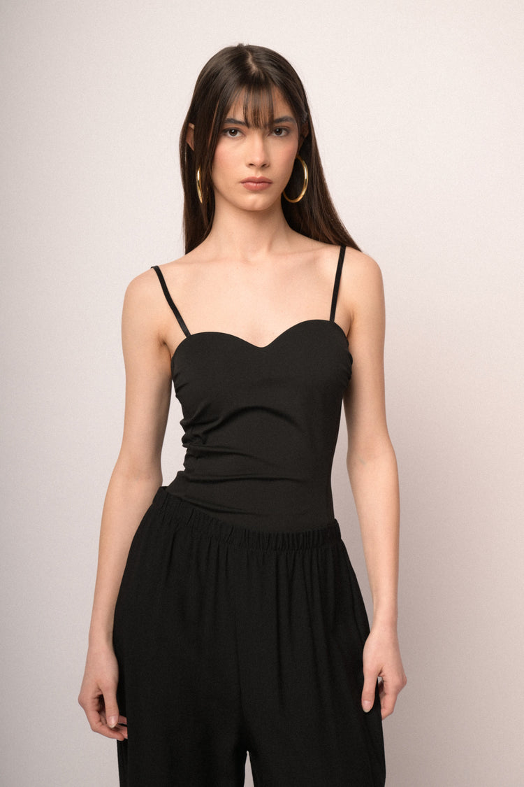 Black sweetheart neckline bustier camisole