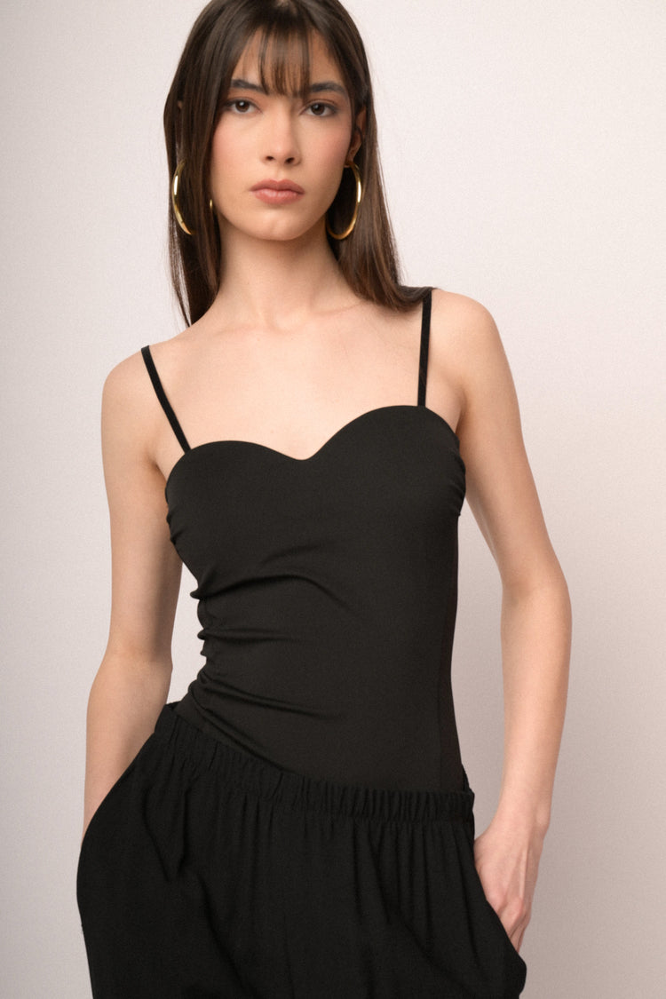 Black sweetheart neckline bustier camisole